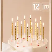 Свечи для торта, золото, 12 шт., 11&times;0.5 см