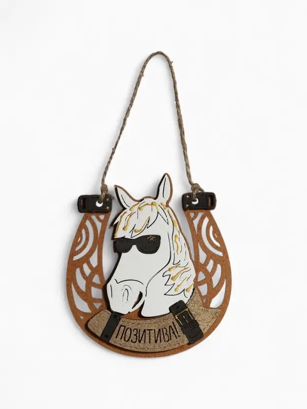 Ёлочное украшение Ёлочное украшение "Позитива!" подкова с Лошадью 11х12,5 см