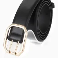 Ремень жен, 06-01-01-02, 3,5*0,3*110 см, без винта, пряжка золото, 2 прокол, черный