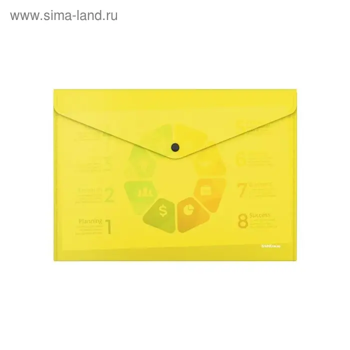 Папка-конверт на кнопке А4, 180 мкм, ErichKrause Glossy Neon, глянцевая, пластиковая, полупрозрачная, микс Папка-конверт на кнопке А4, 180 мкм, ErichKrause Glossy Neon, глянцевая, пластиковая, полупрозрачная, микс