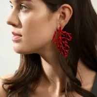 Серьги &laquo;Кораллы&raquo;, красные в золоте