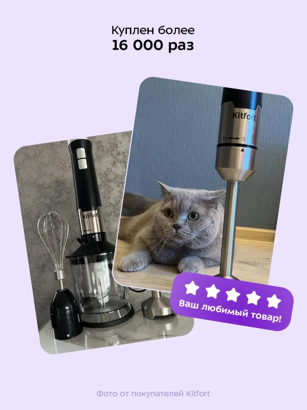 Блендер погружной с чашей KT-3053 (3 в 1) - 1000 Вт