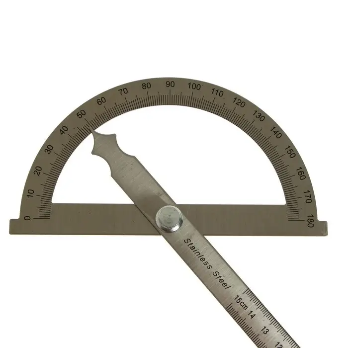 Линейка-транспортир, 15 см, нержавеющая сталь