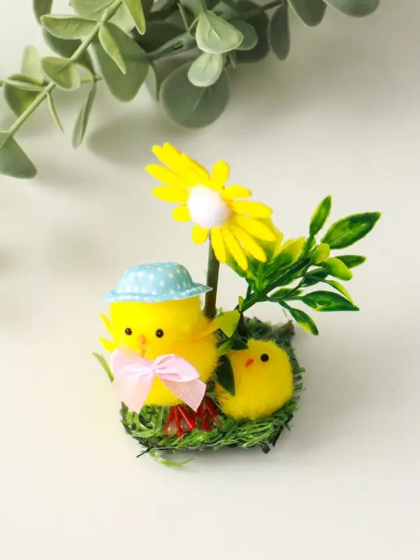 Фигурка пасхальная &laquo;Цыпа и цыпленок на лужайке с одуванчиком&raquo;, 4.5&times;6&times;10.5 см