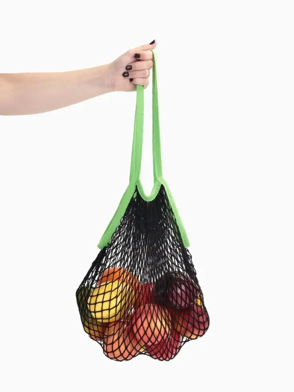 Сумка - авоська плетёная, клетка 1.5 см, чёрная