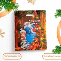 Пакет «Новогодний хоровод», полиэтиленовый с вырубной ручкой, 38×47 см