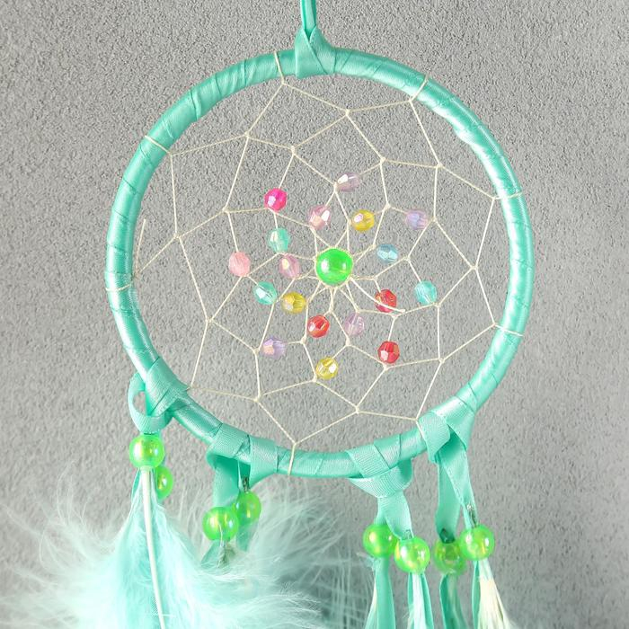Ловец снов Ловец снов "Паутинка с жемчужинами" d=11 см светло-зелёный 40 см