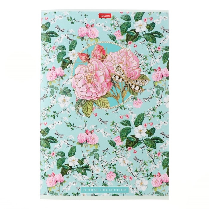 Тетрадь А4, 96 листов в клетку, Floral collection, обложка мелованный картон, матовая ламинация, 3D фольга, блок офсет 65г/м2, МИКС Тетрадь А4, 96 листов в клетку, Floral collection, обложка мелованный картон, матовая ламинация, 3D фольга, блок офсет 65г/м2, МИКС