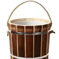 Ведро из липы, 15л,  пластиковая вставка, ручка-веревка "Добрыня"