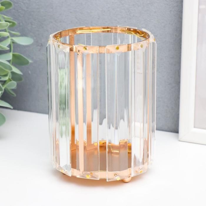 Подсвечник металл на 1 свечу  Подсвечник металл на 1 свечу "Кристаллы" круг золото 13х10х10 см