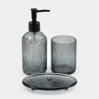 Набор для ванной "Капель", 3 предмета (дозатор для мыла, стакан, мыльница) Набор для ванной "Капель", 3 предмета (дозатор для мыла, стакан, мыльница)