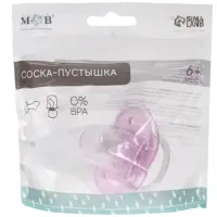 Соска - пустышка силиконовая ортодонтическая M&B, от 6 мес., с колпачком, фиолетовый
