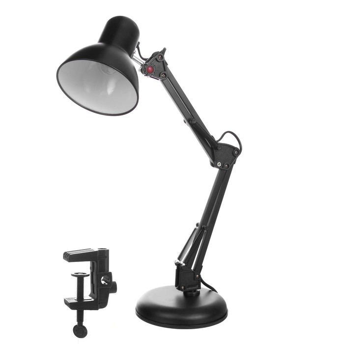 Лампа настольная Е27, h=55 см, шарнирная черная RISALUX