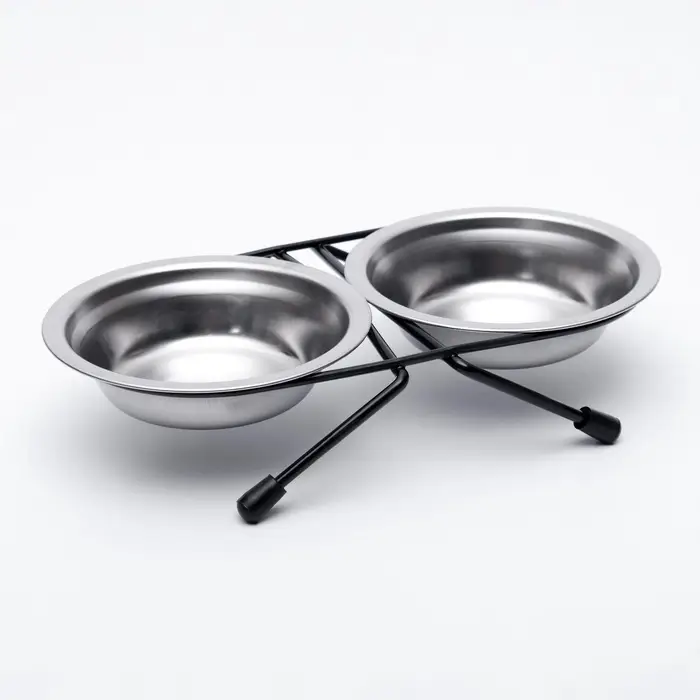 Набор из 2 мисок, 2&times;100 мл, на чёрной подставке, нержавеющая сталь