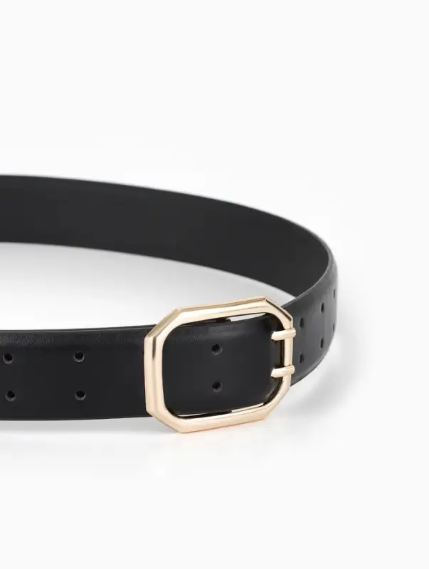 Ремень жен, 06-01-01-02, 3,5*0,3*110 см, без винта, пряжка золото, 2 прокол, черный