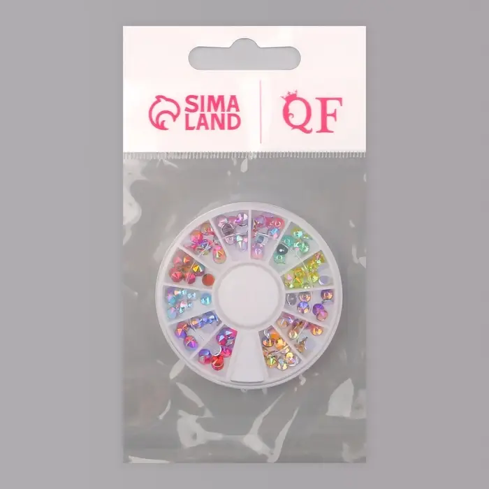 Стразы для декора, объёмные, 12 ячеек, разноцветные