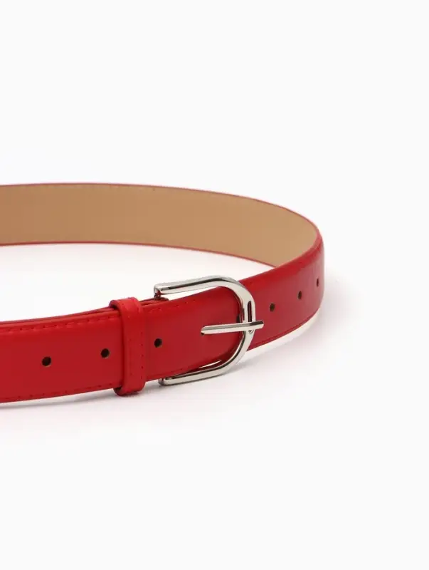 Ремень женский, 3.5&times;110 см, 1 прокол, серебристая пряжка, без винта, красный