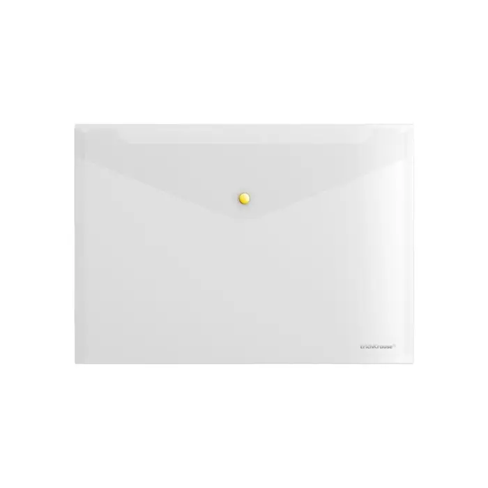 Папка-конверт на кнопке А4, 160 мкм, ErichKrause Glossy Clear, глянцевая, с цветной кнопкой, прозрачная, микс