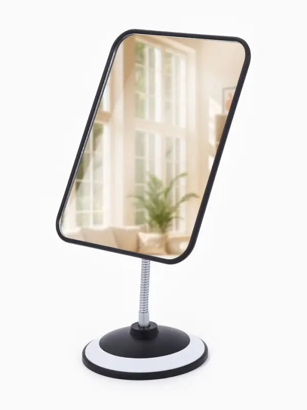 Зеркало настольное, прямоугольное, на гибкой ножке, 15&times;30 см, (14.5&times;19.5 см), МИКС