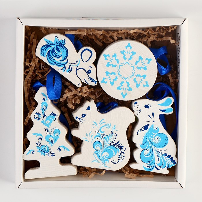 Набор ёлочных игрушек  Набор ёлочных игрушек "Зимние узоры" 5 деталей