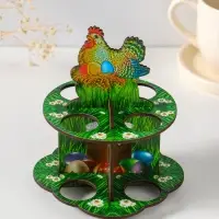 Подставка пасхальная на 8 яиц в двух ярусах "Курочка ряба", 15,5х12,5 см