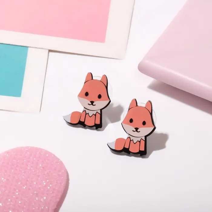 Серьги детские «Выбражулька» лисички, цветные в серебре Серьги детские «Выбражулька» лисички, цветные в серебре