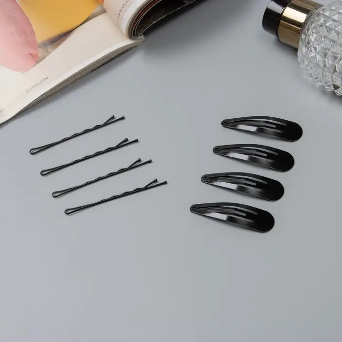 Невидимка для волос "Классик" (набор 14 шт) 6 см 5 см, чёрный