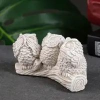 Фигурка гипс &laquo;Три совы на жердочке&raquo;, слоновая кость, 10&times;6&times;5 см