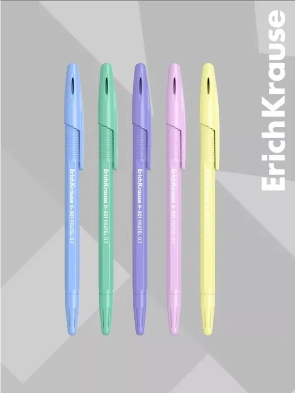 Ручка шариковая ErichKrause R=301 Pastel Stick, узел 0.7 мм, синяя, МИКС