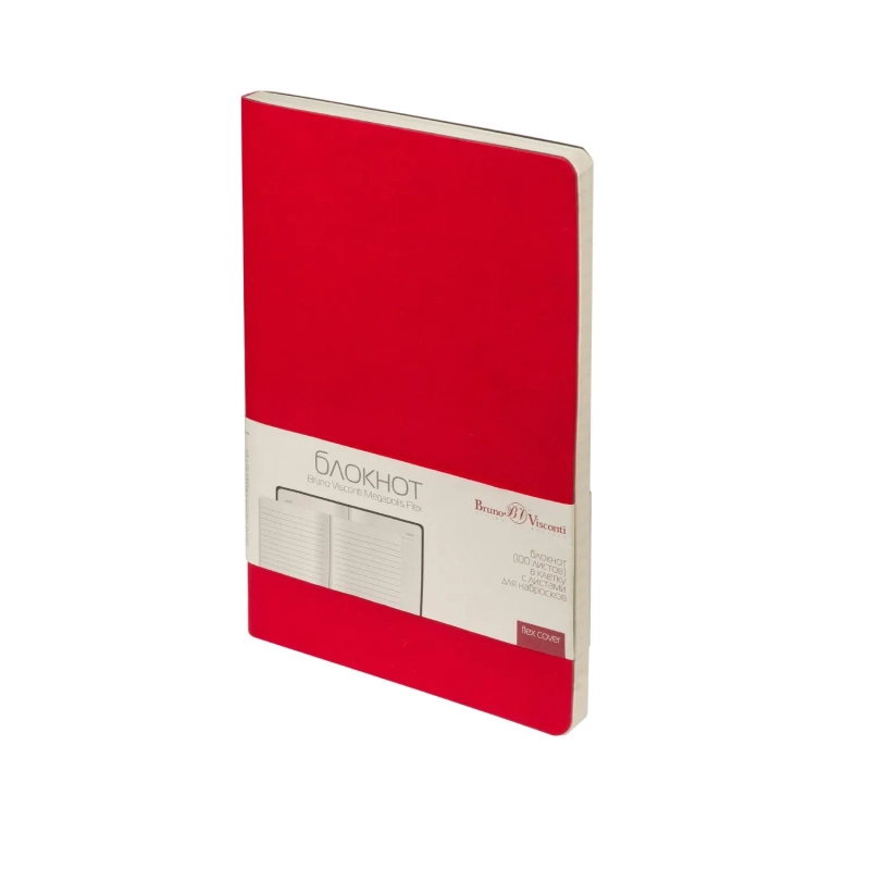 Блокнот А5 100л Bruno Visconti MEGAPOLIS FLEX VELVET красный 3-526/10
