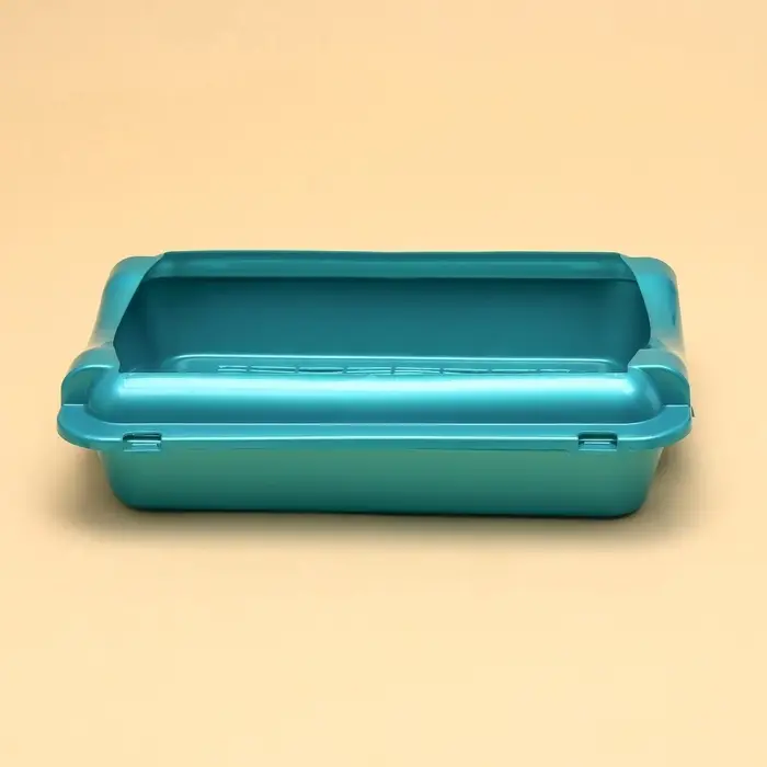 Туалет средний с бортом и сеткой 36&times;26&times;9 см, лоток+сетка+борт бирюзовые