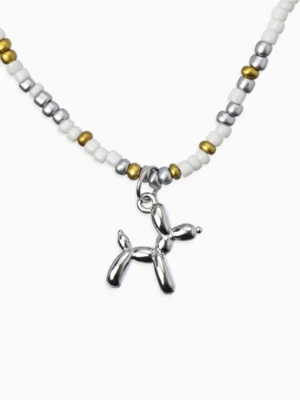 Чокер бисерный с подвеской &laquo;Собачка из воздушных шаров&raquo;, цвет серебро, 41 см