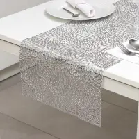 Дорожка на стол Доляна &laquo;Астры&raquo;, 89&times;35 см, серебряная