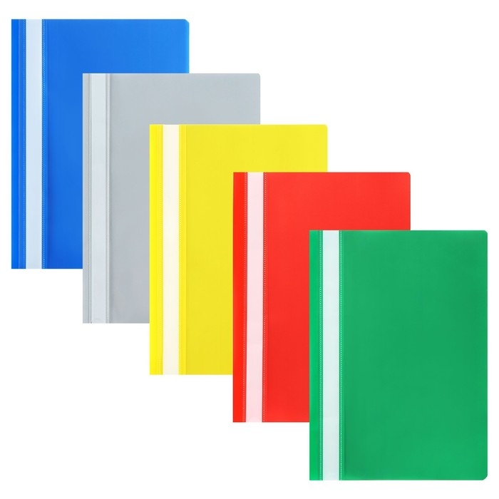 Набор папок-скоросшивателей А4, 5 штук, Calligrata, 180 мкм, с прозрачным верхом, МИКС Набор папок-скоросшивателей А4, 5 штук, Calligrata, 180 мкм, с прозрачным верхом, МИКС