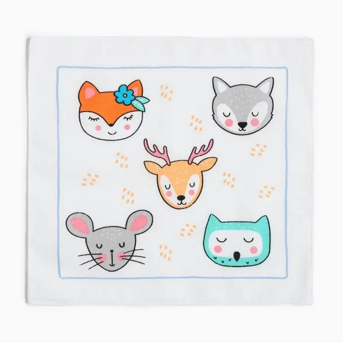 Платки носовые детские &laquo;Крошка Я. Зверята&raquo;, 21&times;21 см, набор 12 шт., хлопок 100%, МИКС