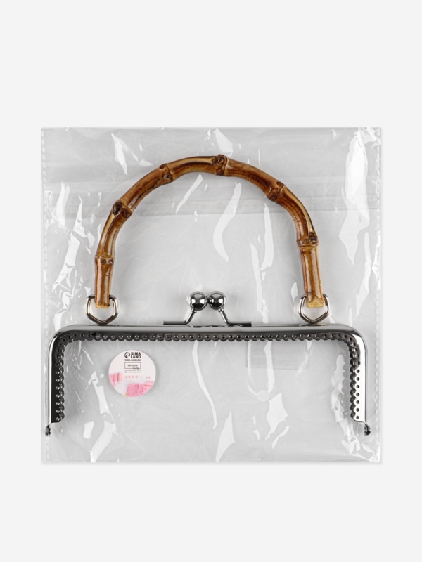 Фермуар пришивной, 21×9.5 см, с бамбуковой ручкой d=11×15.5 см, коричневый, серебристый Фермуар пришивной, 21×9.5 см, с бамбуковой ручкой d=11×15.5 см, коричневый, серебристый