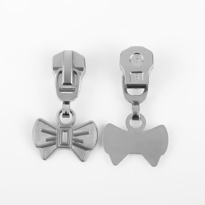 Бегунок автоматический для металлической молнии, №5, декоративный «Бант»,, 10 шт, цвет никель Бегунок автоматический для металлической молнии, №5, декоративный «Бант»,, 10 шт, цвет никель