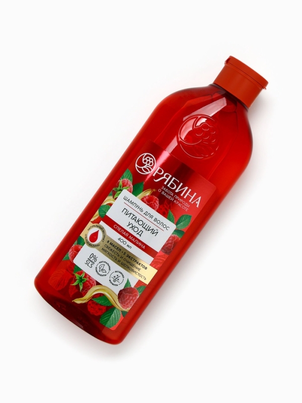 Шампунь для волос, питающий уход, аромат малины, 400 мл, Рябина