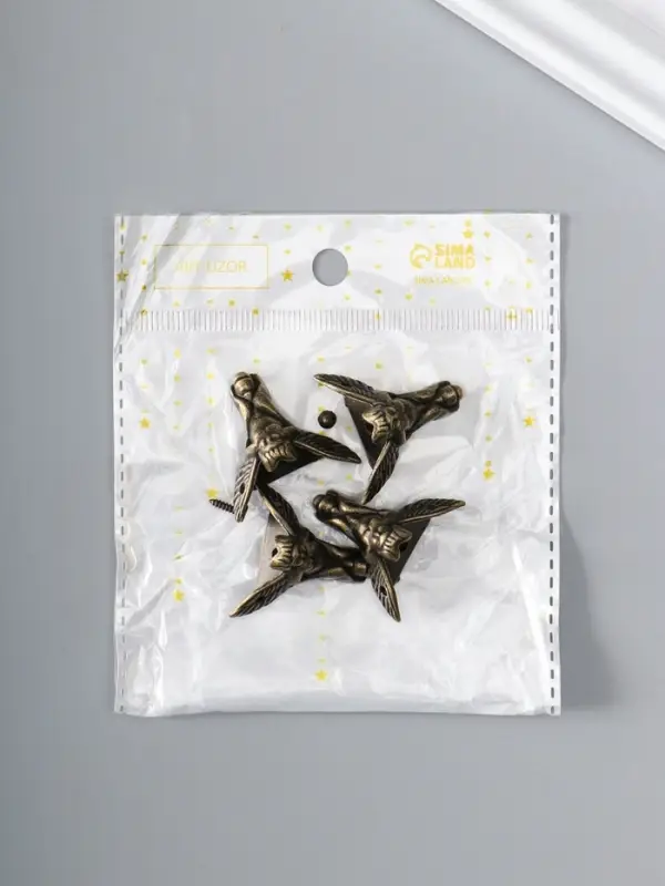 Уголок (ножка) для шкатулки металл &laquo;Ангел&raquo;, набор 4 шт., бронза, 2.3&times;2.6&times;1 см