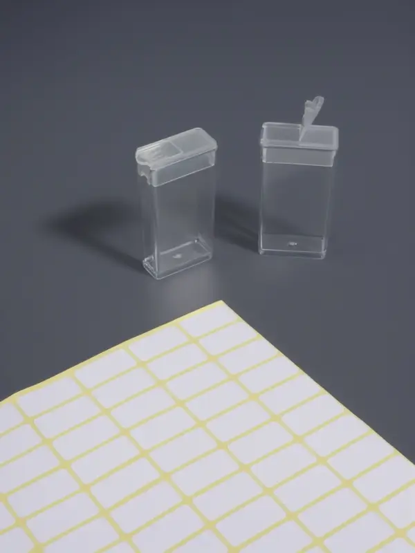 Органайзер для хранения мелочей, 64 баночки, 13&times;22&times;5 см, с наклейками, прозрачный