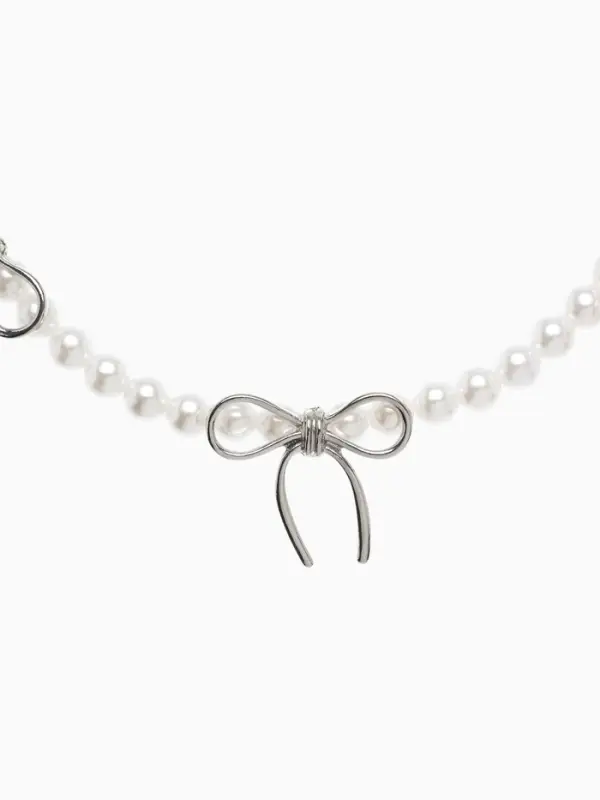 Колье &laquo;Жемчуг. Бантик&raquo;, L=32 см, белое в серебре