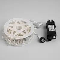 Гирлянда &laquo;Мишура&raquo; 20 м, роса, IP44, серебристая нить, 600 LED, 8 режимов, свечение мульти, 18 В