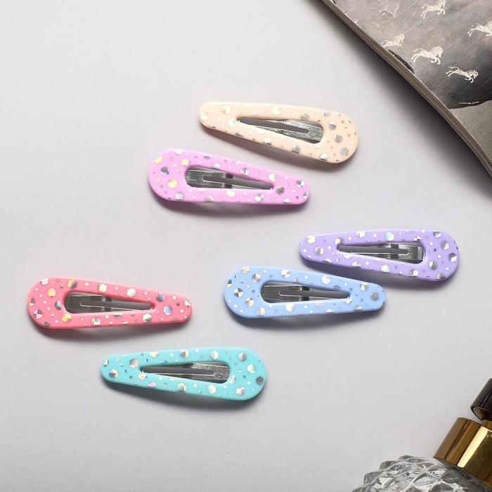 Невидимка для волос  Невидимка для волос "Беатрис" (набор 6 шт) сияние, 5 см