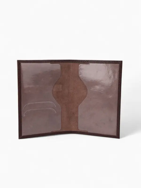 Обложка для паспорта, натуральная кожа, флотер, коричневая