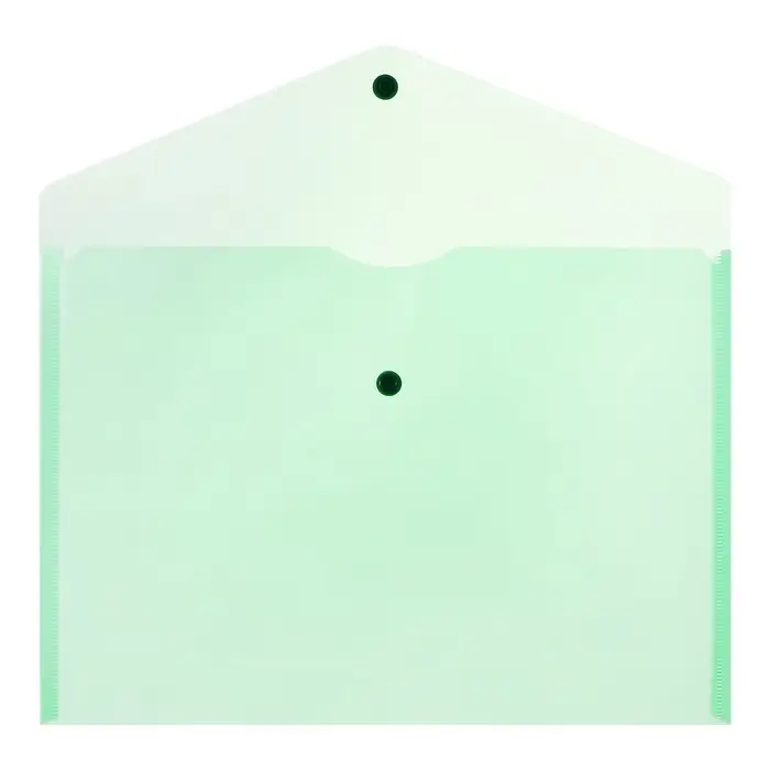 Набор папок-конвертов на кнопке 5 штук, А4, 120 мкм, Calligrata, прозрачные, зеленые