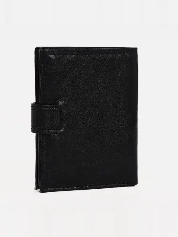 Портмоне мужское на кнопке, 2 в 1, для автодокументов, 4 отдела, для карт, для монет, чёрное