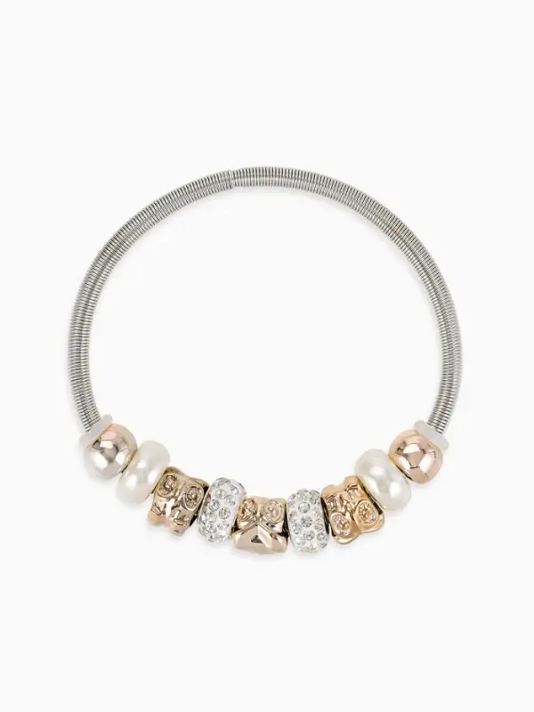 Браслет с шармами &laquo;Ассорти. Жемчуг и Сова&raquo;, d=6.5 см, белый в серебре