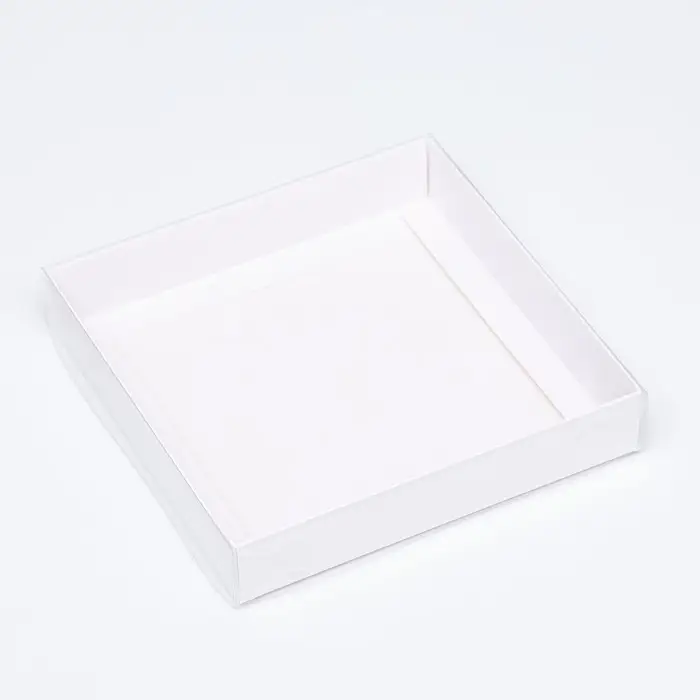 Коробка сборная, белая с PVC крышкой, 16×16×3 см