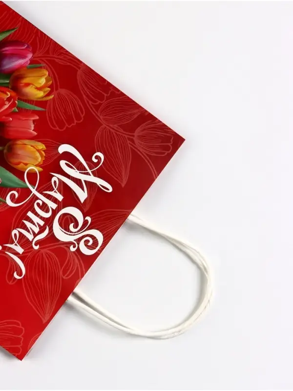 Пакет подарочный крафт, «8 Марта», 21×11×27 см