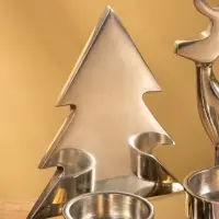 Подсвечник на 4 свечи &laquo;Рудольф и ёлки&raquo;, 30&times;9&times;15 см, алюминий